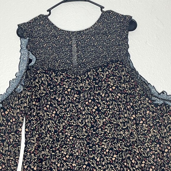 Tularosa Sabrina‎ Ruffle Cold Shoulder Floral Chiffon Mini Dress Size Medium - Picture 2 of 9